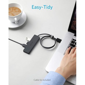 Anker 4-Port USB 3.0 Hub, Ultra-Slim Data USB Hub with 2 ft Extended Cable [Charging Not Supported], for MacBook, Mac Pro, Mac mini, iMac, Surface Pro, XPS, PC, Flash Drive, Mobile HDD