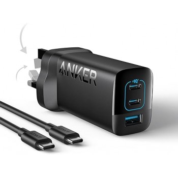 Anker 335 Charger 67W USB C Wall Charger, PIQ 3.0 Compact and Foldable Fast Charger Adapter, For Laptop, iPhone 16/15 Series, MacBook Pro, iPad, Samsung S25/S24, Pixel, and More (5 ft Cable Included)